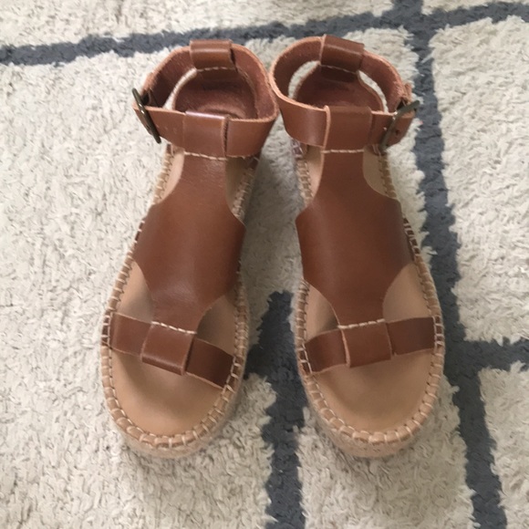 Soludos espadrille platform sandal tan leather size 7 - Picture 2 of 7